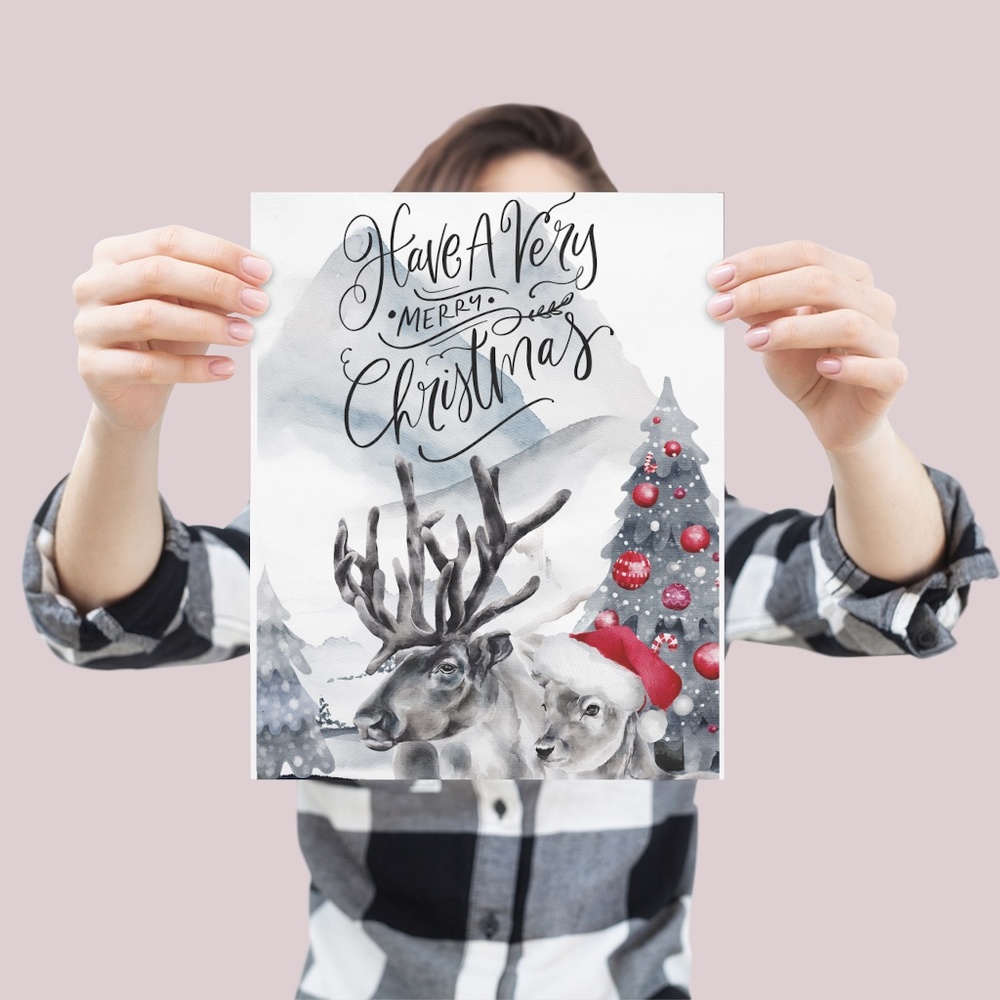 Watercolor Christmas Wall Art Illustration Print Poster Unframed - Picture 4 of 6